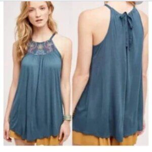 Anthropologie One September embroidered halter swing tank size small EUC